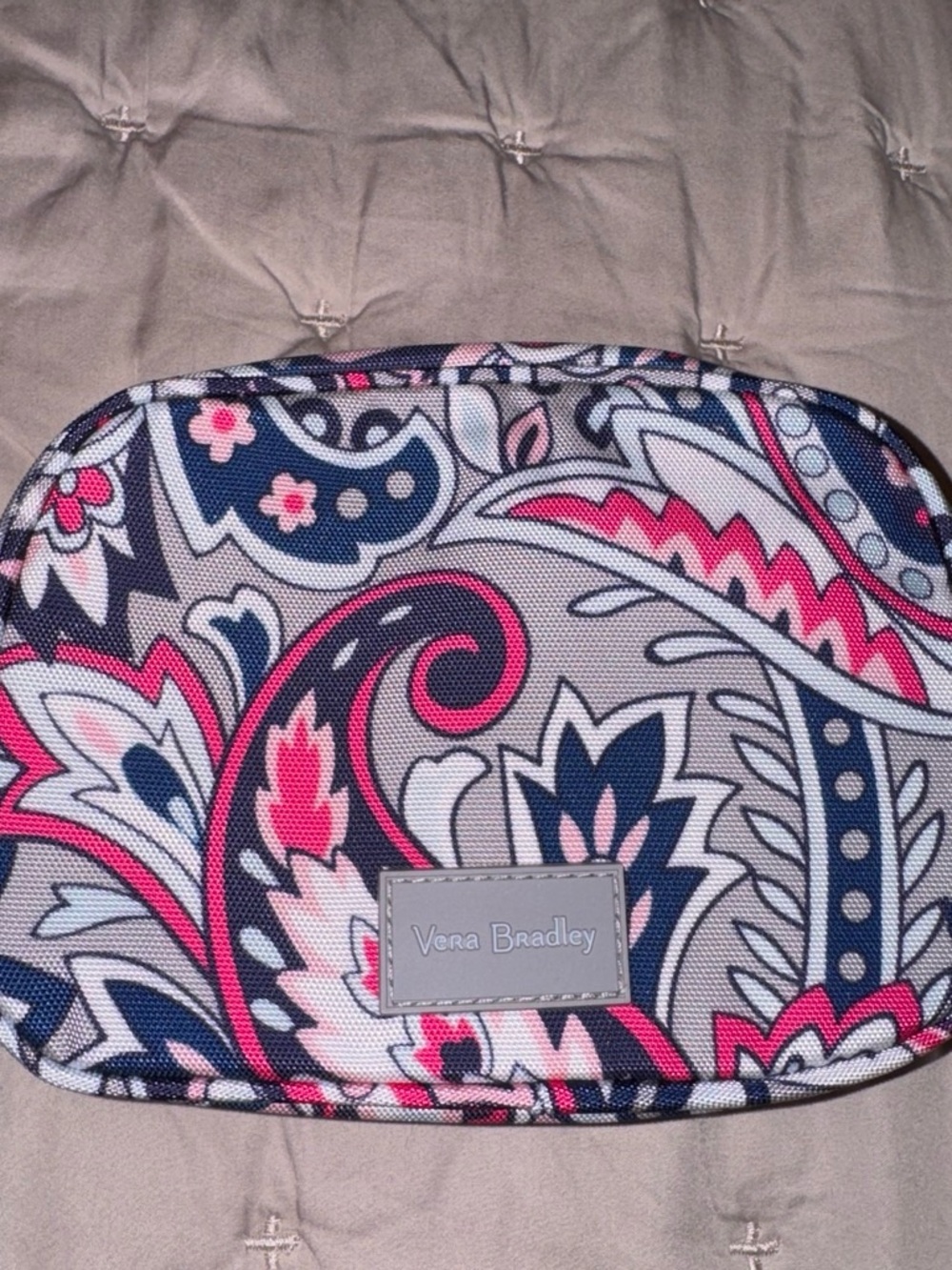Vera Bradley Navy, Pink & Gray Paisley Travel Pouch